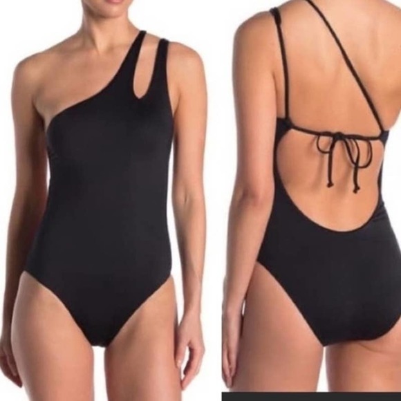 Becca Black One Shoulder One Piece Black Swimsuit Size XL NWOT - Picture 2 of 9